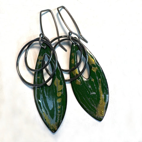 Green and Gold Earrings