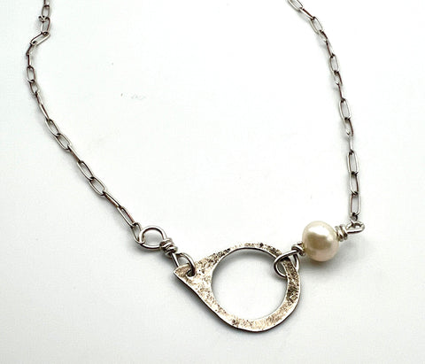 Open Silver Tear Drop Necklace