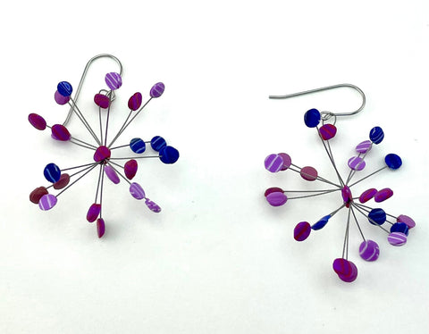 Purple Petite Pom Pom Earrings
