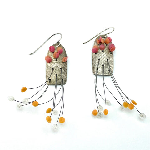Fringe Earrings - Coral