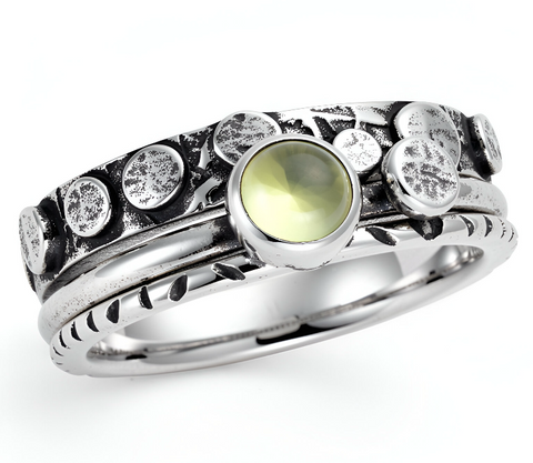 Peridot Pebble Stack Ring Set