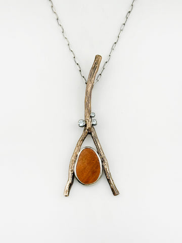 Branch River Rock Necklace with Three Gems