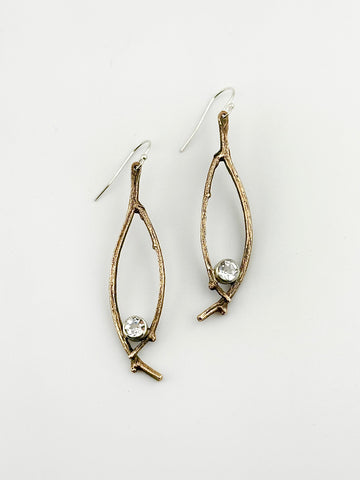 Oval Branch Topaz Earrings