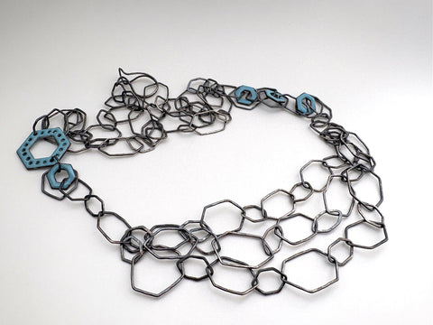 Blue Hexagons Necklace
