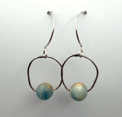 Blue Calcite Thin Wonky Hoop Earrings