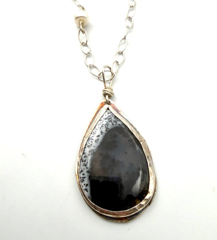 Bezel Set Dendric Opal Necklace
