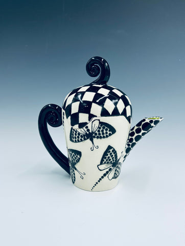 Tiny Teapot: Flutterby (Lime Green Inside)