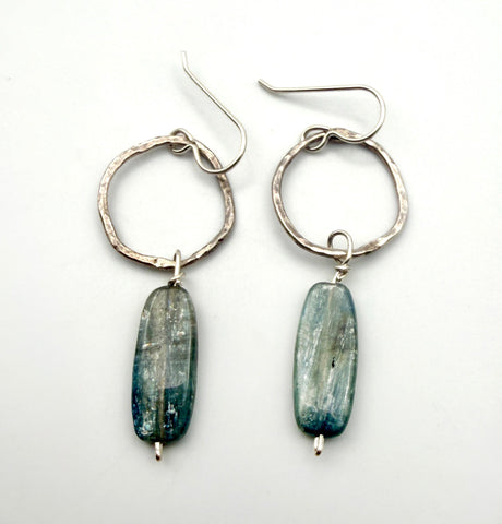 Wonky Hoop Kyanite Drop Earrings