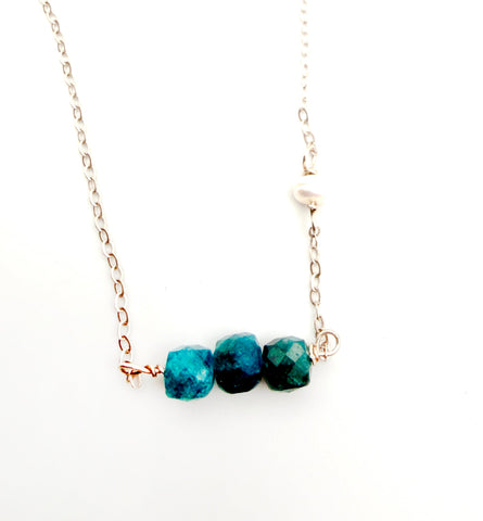 Apatite and Pearl Necklace