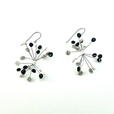 Black and White Petite Pom Pom Earrings
