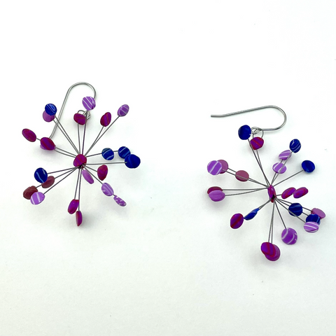 Purple Petite Pom Pom Earrings