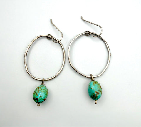 Wonky Hoop with Turquoise Earrings