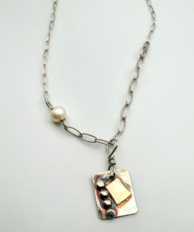 Collage Necklace with Pearl