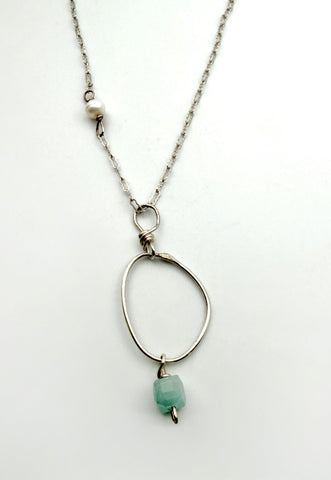 Wonky Aquamarine Hoop Necklace