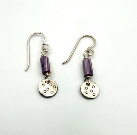 Purple Spiny Oyster Shell Drop Earrings