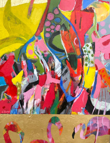 Garden and Flamingos
