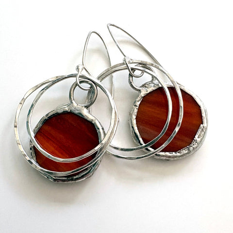 Stained Glass Earrings - Dark Orange