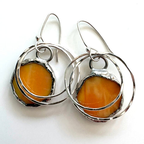 Stained Glass Earrings - Light Orange