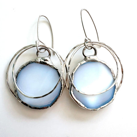 Stained Glass Earrings - White