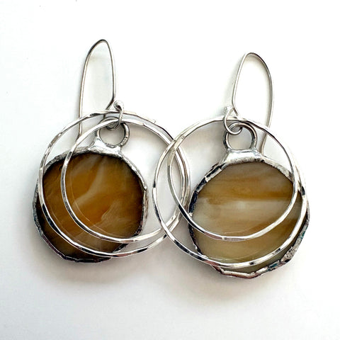 Stained Glass Earrings - Tan
