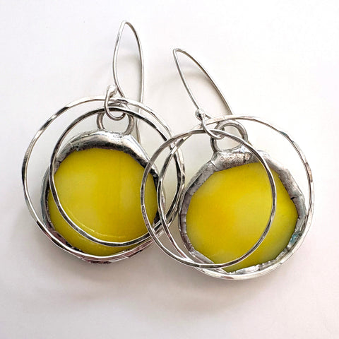Stained Glass Earrings - Yellow