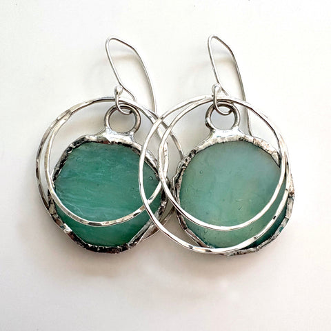Stained Glass Earrings - Light Blue