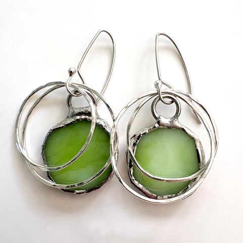 Stained Glass Earrings - Light Green
