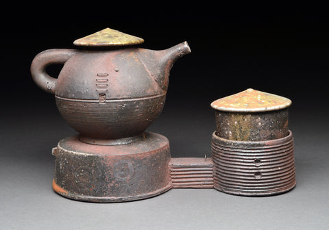 Teapot and Base with Double Lidded Jar