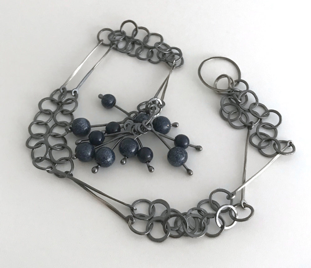 Blue Bead Cluster Necklace