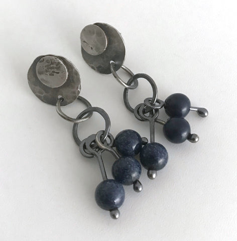 Blue Bead Cluster Earrings