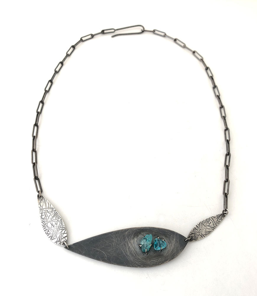 Triple Feather Necklace with Apatite