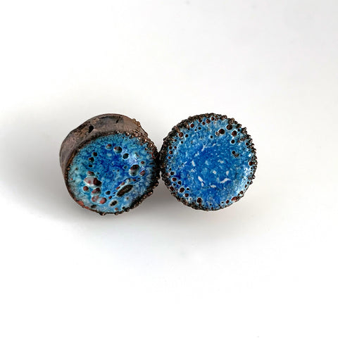Small Round Blue Post Earrings