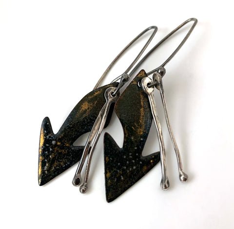 Black and Gold Arrow Earrings