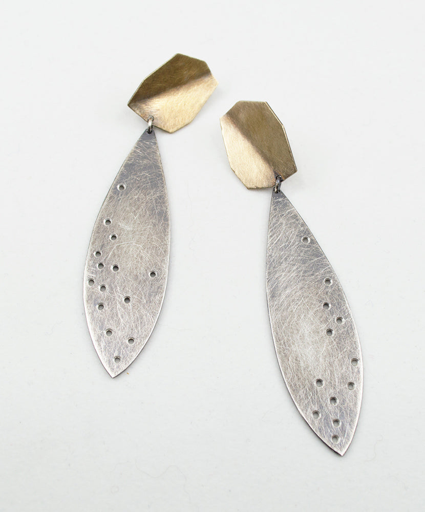 Large Geo Feather Earrings
