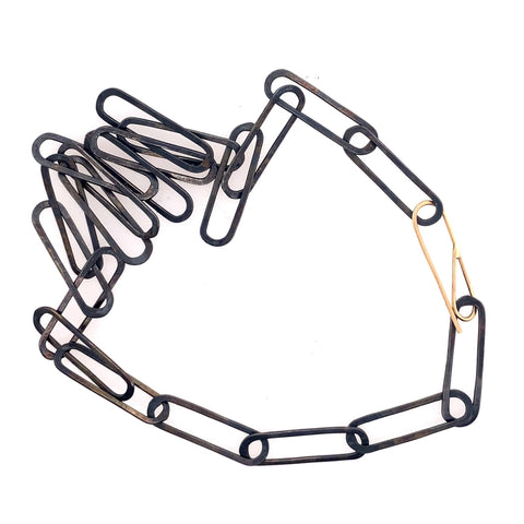 Hand-Forged Neck Chain with 18K Gold Link