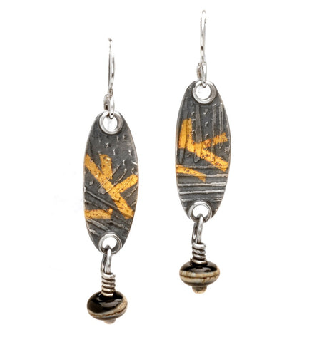 Asian Pattern Earrings with Glass Beads